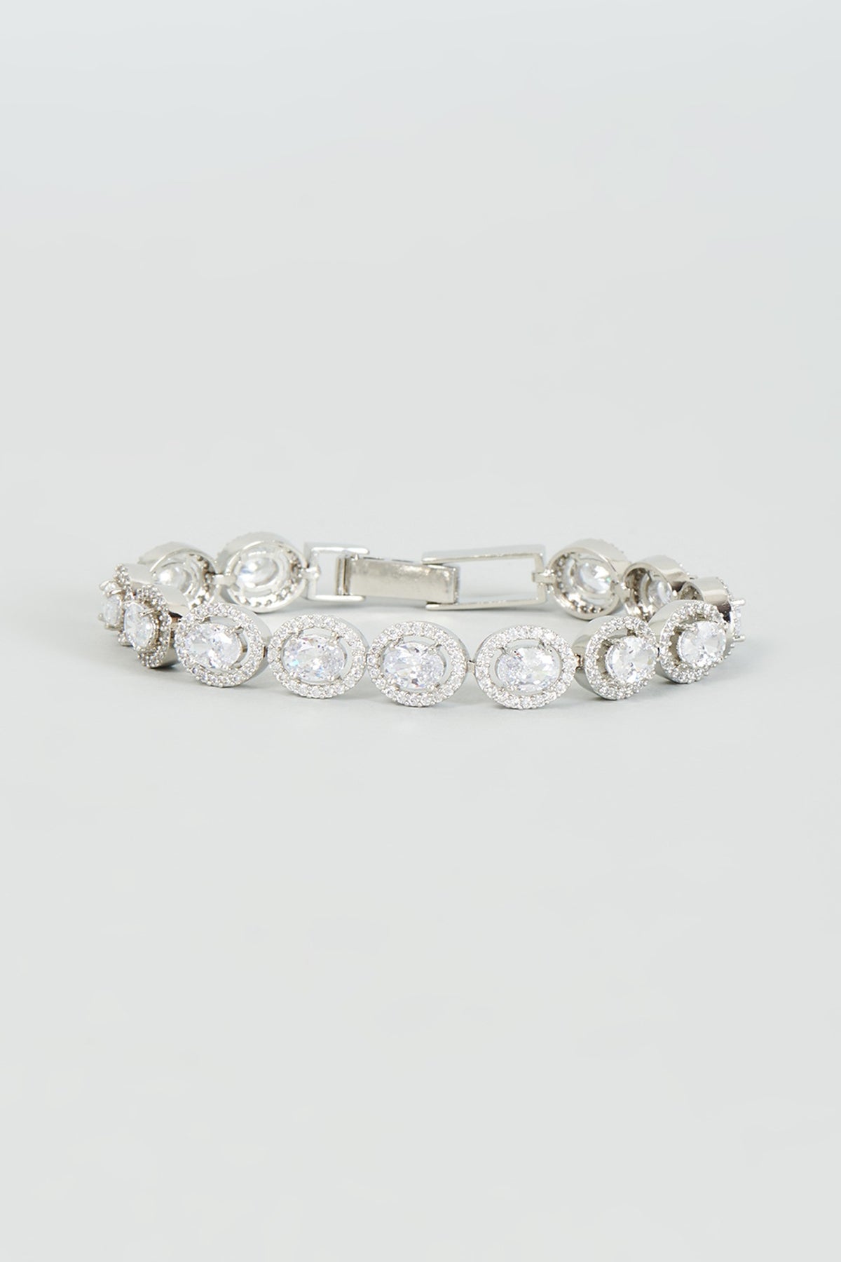 White Finish Faux Diamond Bracelet