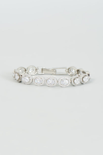White Finish Faux Diamond Bracelet