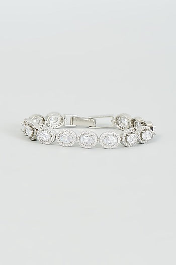 White Finish Faux Diamond Bracelet