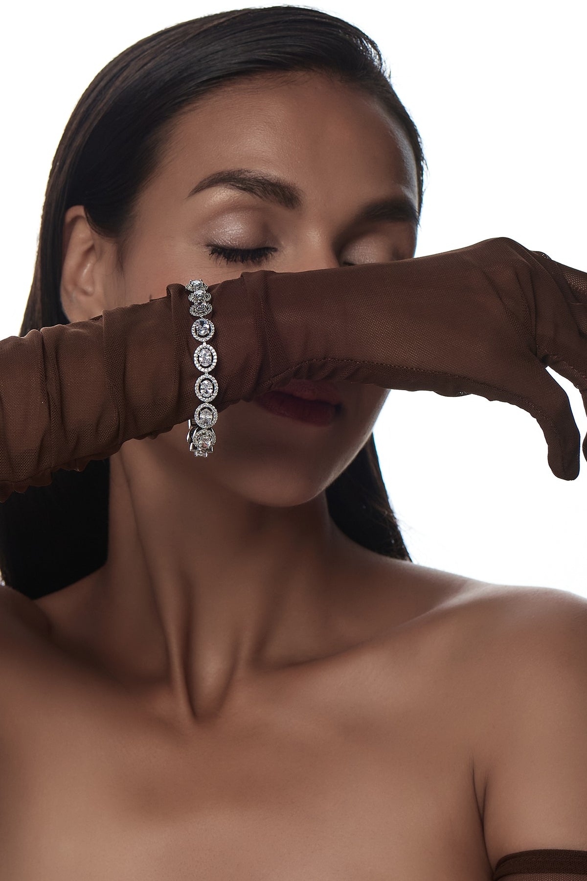 White Finish Faux Diamond Bracelet