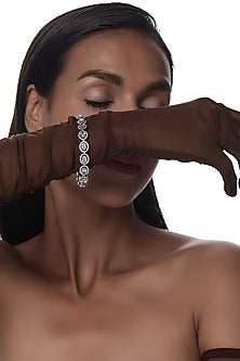 White Finish Faux Diamond Bracelet