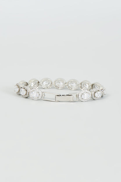White Finish Faux Diamond Bracelet