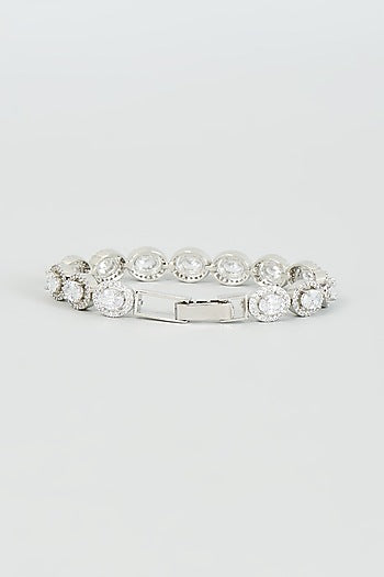 White Finish Faux Diamond Bracelet