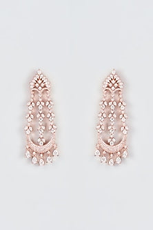 Rose Gold Finish Zircon Dangler Earrings