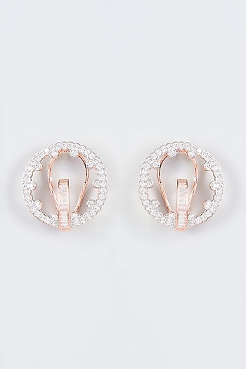 Rose Gold Finish Zircon Stud Earrings