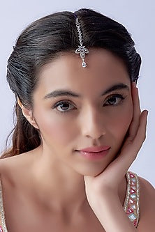 White Finish Zircon Maangtikka