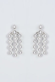 White Finish Zircon Dangler Earrings