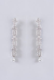 White Finish Faux Diamond Necklace Set