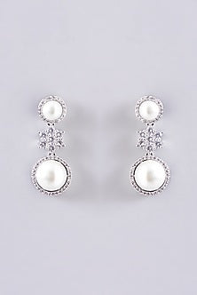 White Finish Faux Diamond Necklace Set