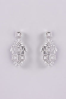 White Finish Faux Diamond Necklace Set