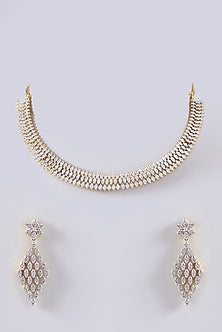 Gold Finish Faux Diamond Necklace Set