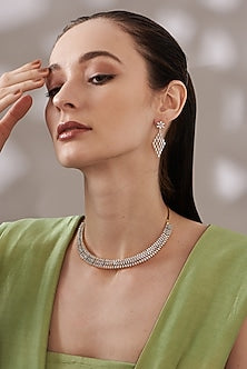 Gold Finish Faux Diamond Necklace Set