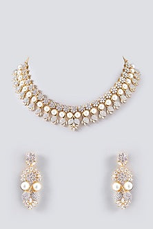 Gold Finish Faux Diamond Necklace Set