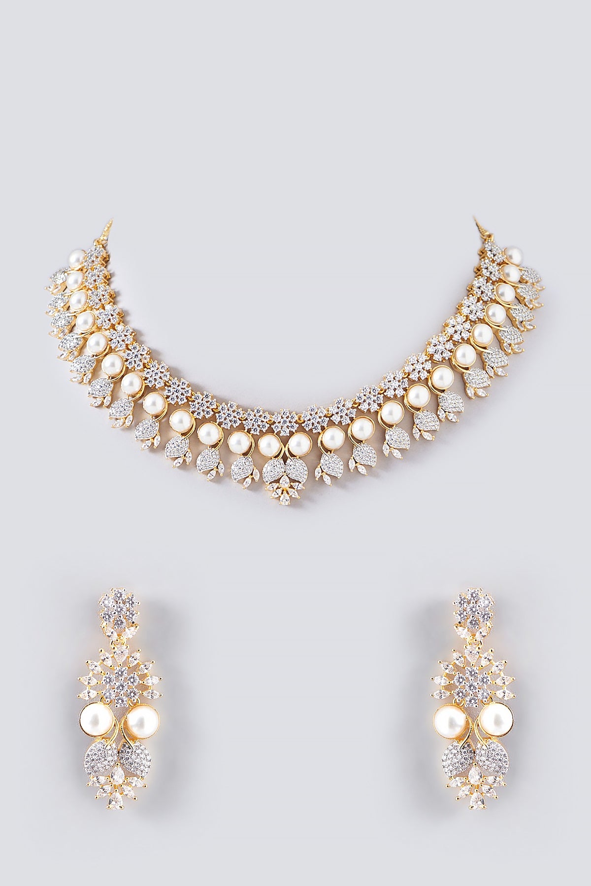 Gold Finish Faux Diamond Necklace Set