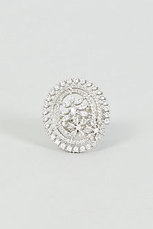 White Finish Zircon Ring