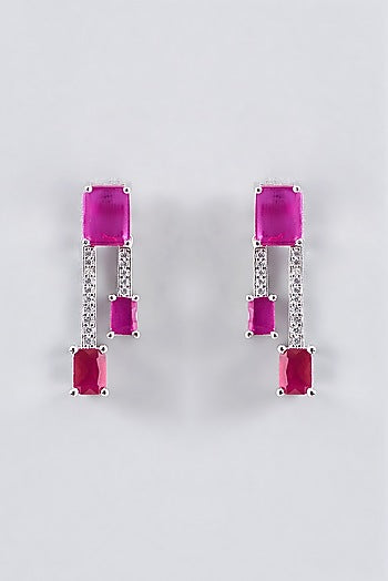 White Finish Zircon & Ruby Necklace Set