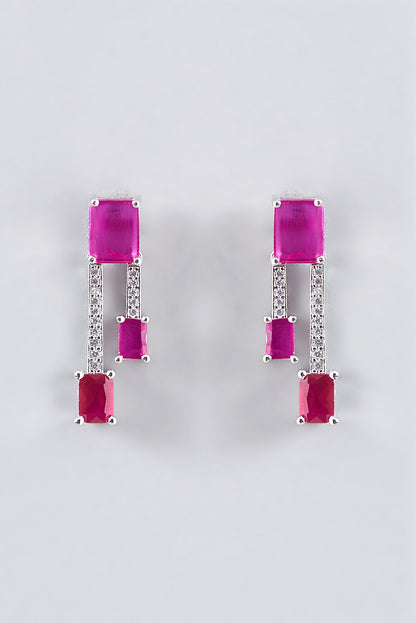 White Finish Zircon & Ruby Necklace Set
