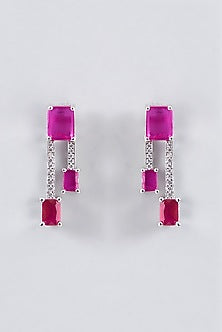 White Finish Zircon & Ruby Necklace Set