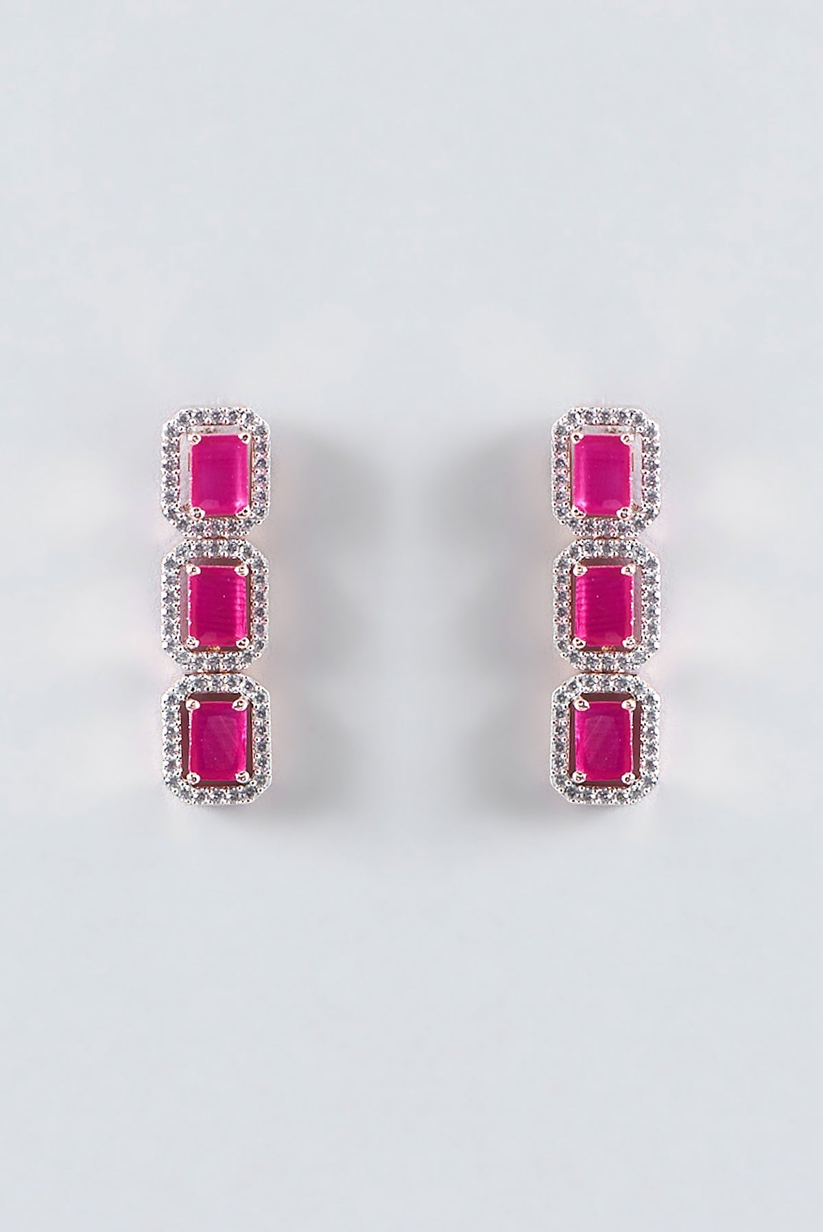 Rose Gold Finish Zircon & Ruby Necklace Set