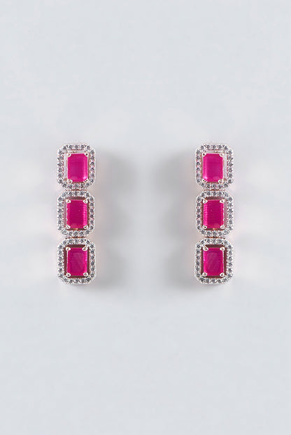Rose Gold Finish Zircon & Ruby Necklace Set