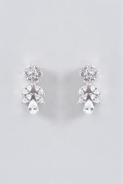 White Finish Faux Diamond Necklace Set