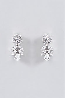 White Finish Faux Diamond Necklace Set