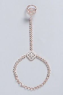 Rose Gold Finish Faux Diamonds Hathphool (Set of 2)