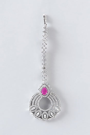 White Finish Zircon & Ruby Choker Necklace Set
