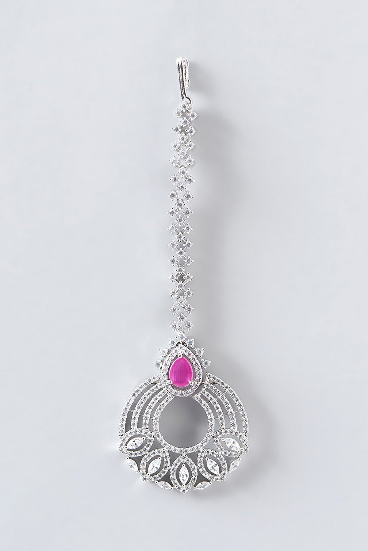 White Finish Zircon & Ruby Choker Necklace Set