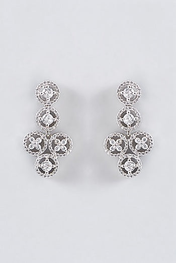White Finish Faux Diamond Necklace Set