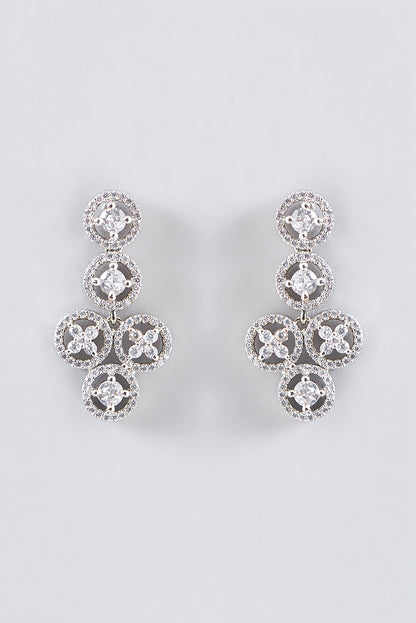 White Finish Faux Diamond Necklace Set