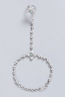 White Finish Faux Diamonds Hathphool