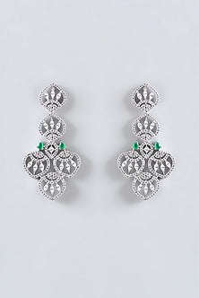 White Finish Faux Diamond Necklace Set