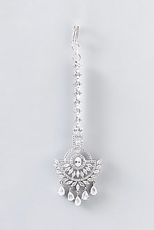 White Finish Faux Diamond Maang Tikka
