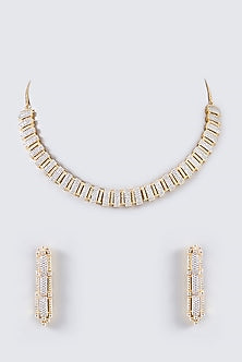 Gold Finish Faux Diamond Necklace Set