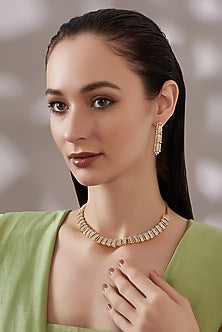 Gold Finish Faux Diamond Necklace Set