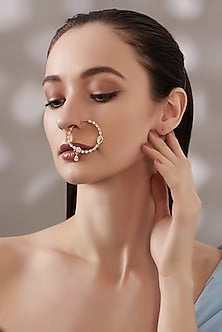 Gold Finish Faux Diamond Nose Ring