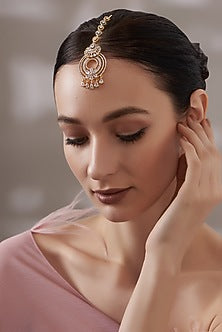 Gold Finish Faux Diamond Maang Tikka