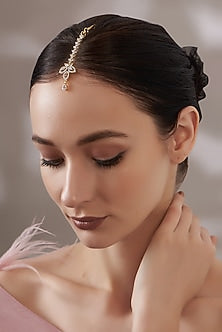 Gold Finish Faux Diamond Maangtikka