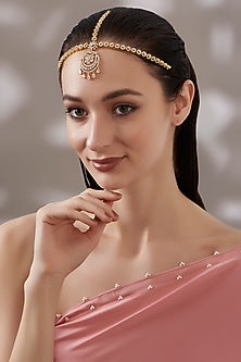 Gold Finish Faux Diamond Mathapatti