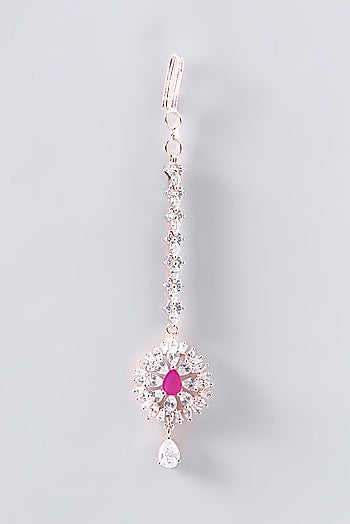Rose Gold Finish Faux Diamond Maangtikka