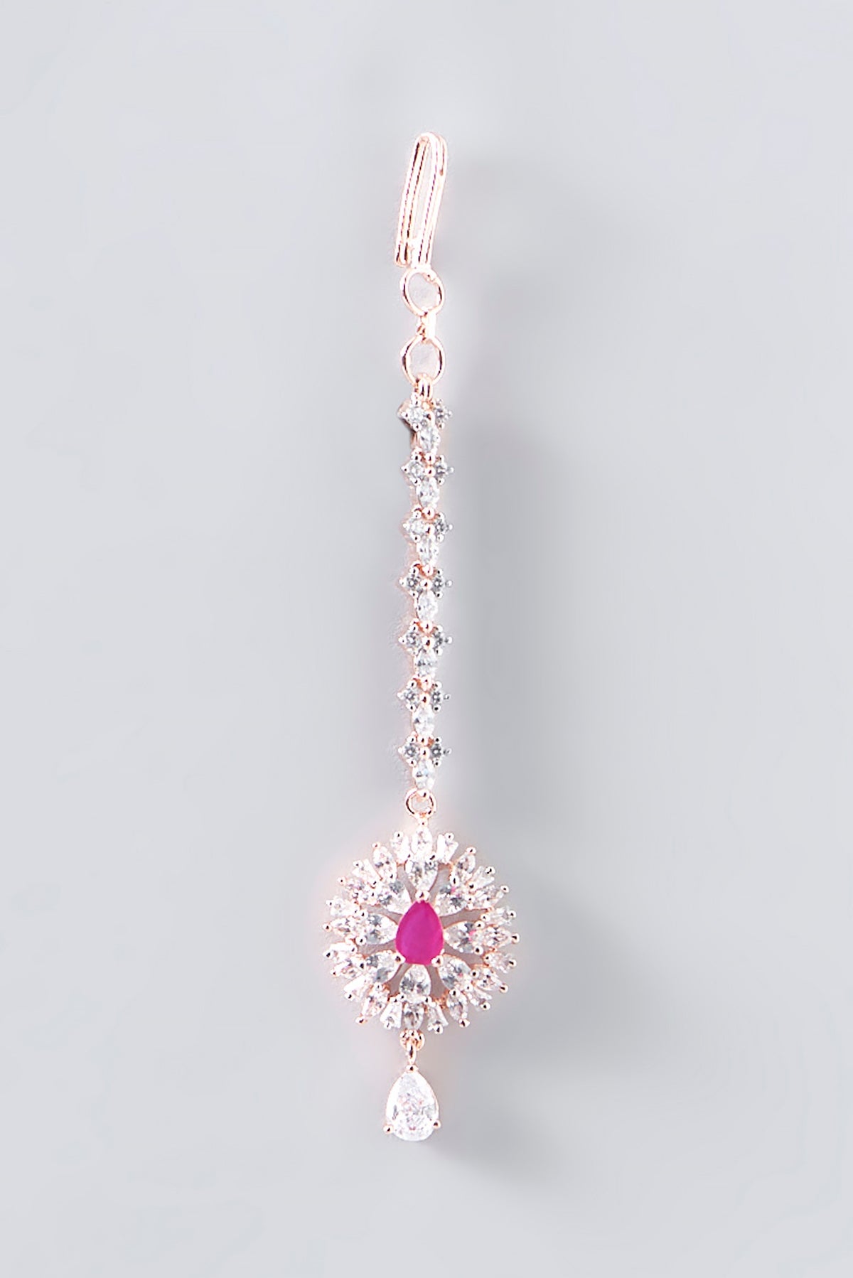 Rose Gold Finish Faux Diamond Maangtikka