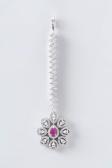 White Finish Faux Diamond Maangtikka