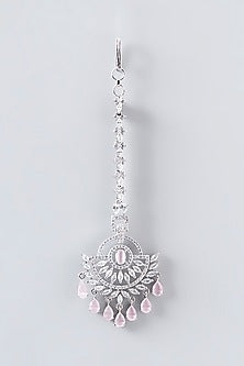 White Finish Faux Diamond Maangtikka