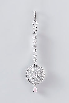 White Finish Faux Diamond Maangtikka