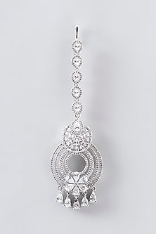White Finish Faux Diamond Maangtikka