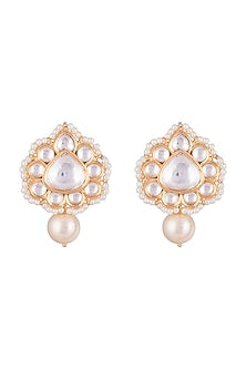 Gold Finish Faux Kundan & Pearls Earrings