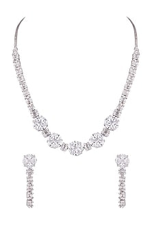 White Finish Diamond Necklace Set