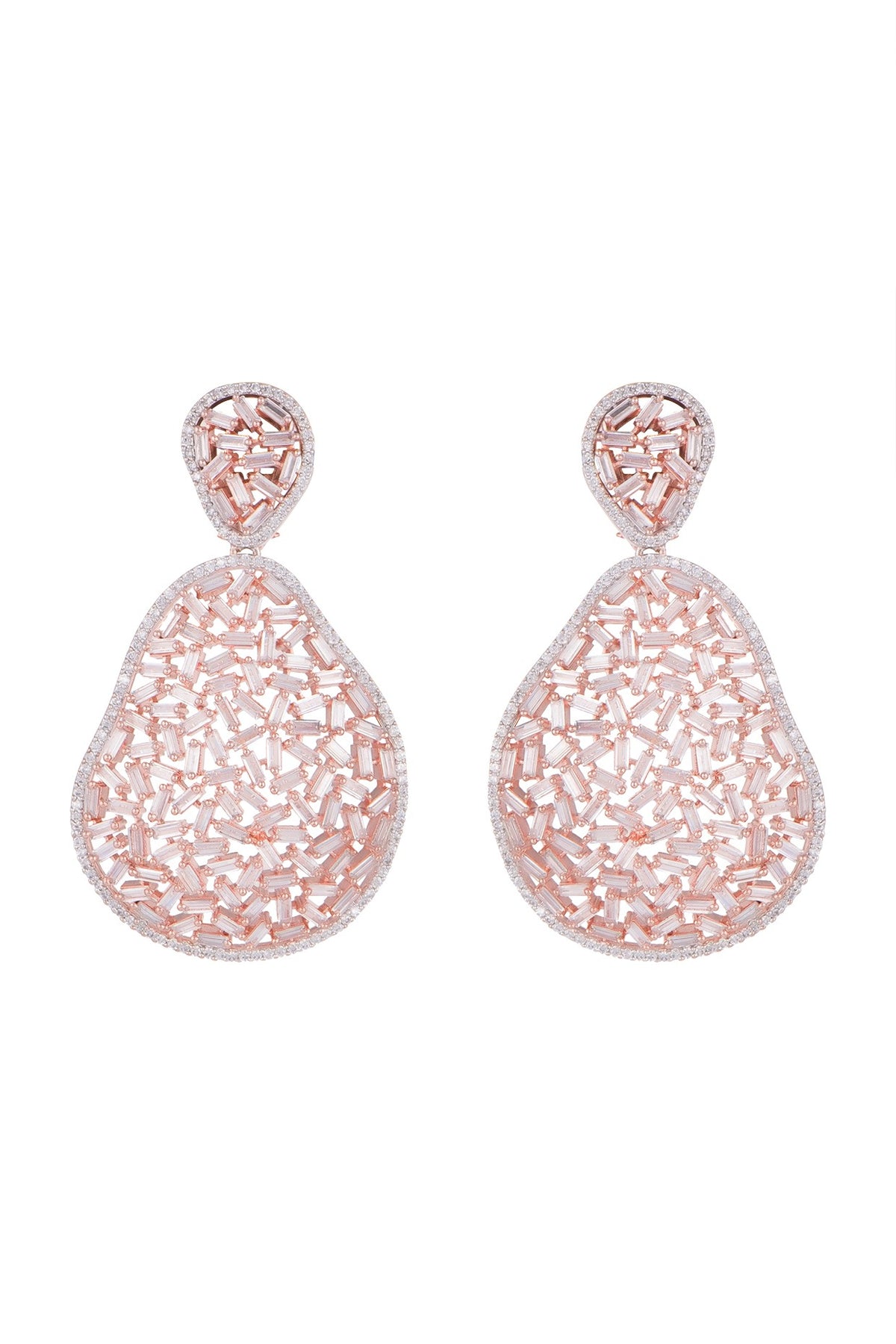 Rose Gold Finish Diamond Earrings