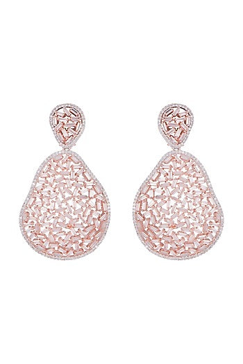 Rose Gold Finish Diamond Earrings